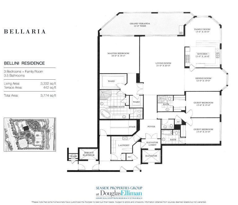 Bellini Floorplan at Bellaria, Luxury Oceanfront Condos