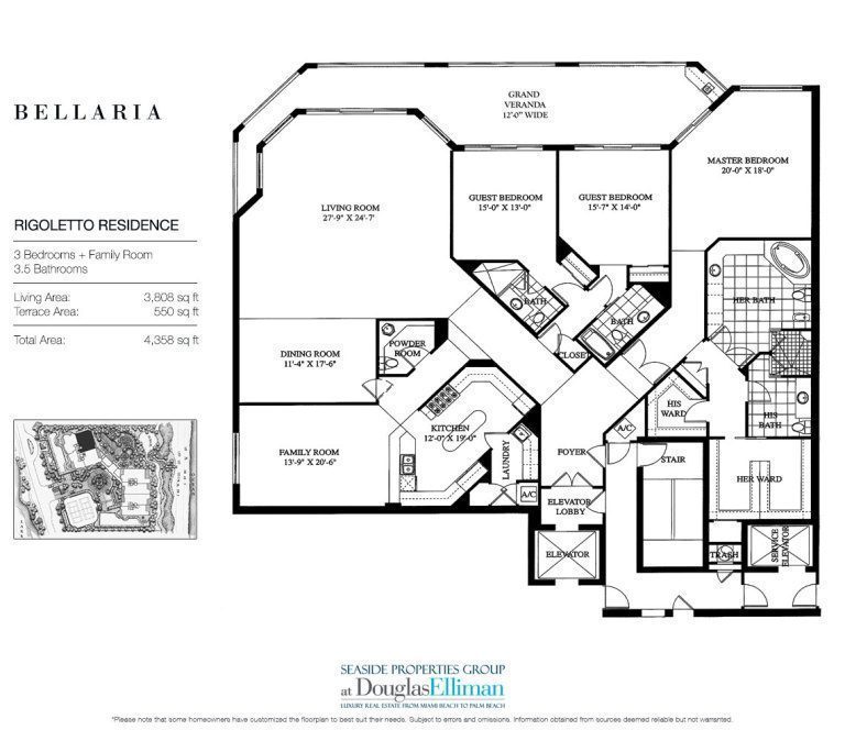 Rigoletto Floorplan at Bellaria, Luxury Oceanfront Condos