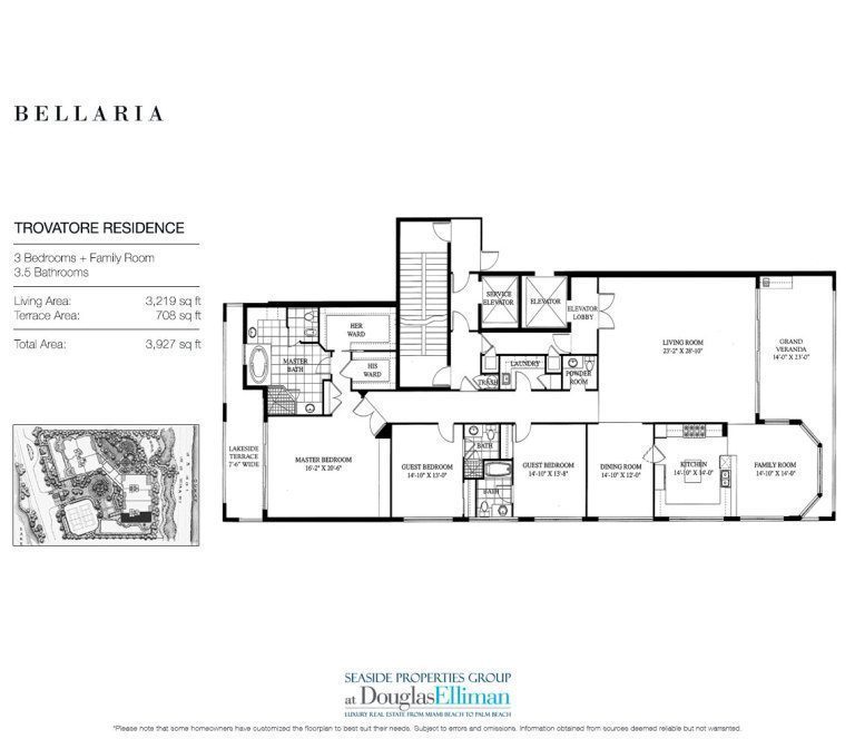 Trovatore Floorplan at Bellaria, Luxury Oceanfront Condos