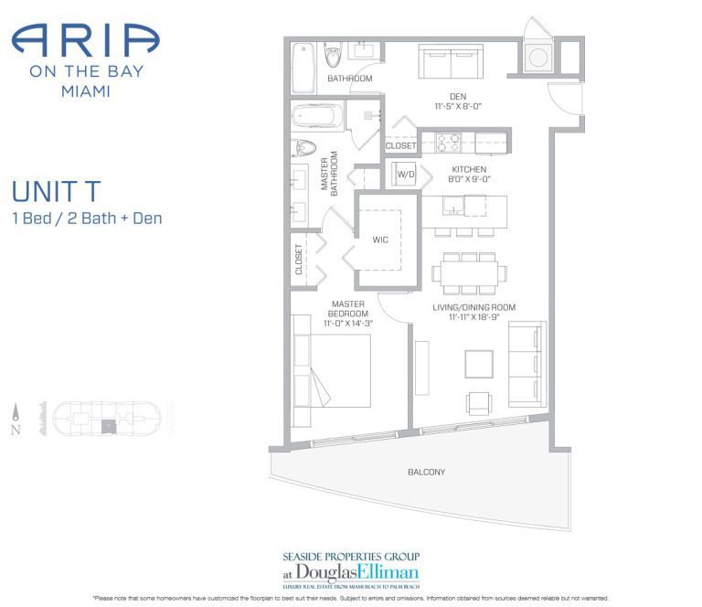 T Floorplan for Aria on the Bay, Luxury Waterfront Condos in Miami, Florida 33132