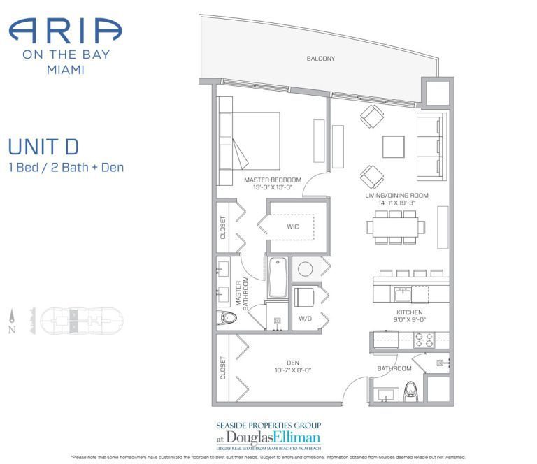 D Floorplan for Aria on the Bay, Luxury Waterfront Condos in Miami, Florida 33132