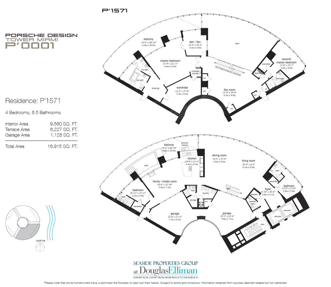 The P'1571 Floorplan for Porsche Design Tower Miami, Luxury Oceanfront Condos in Sunny Isles Beach, Florida 33160