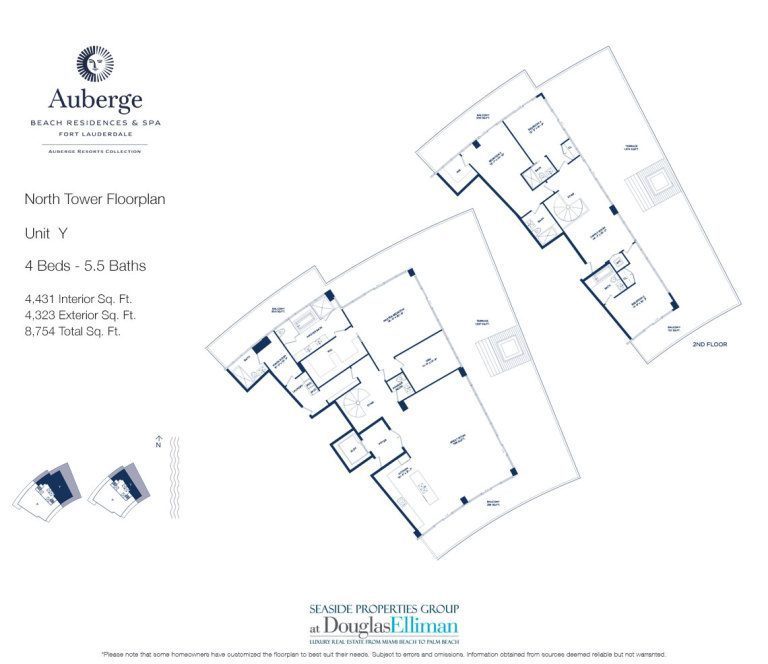 Unit Y Floorplan for Auberge Beach Residences and Spa, Luxury Oceanfront Condos in Fort Lauderdale, 33305.