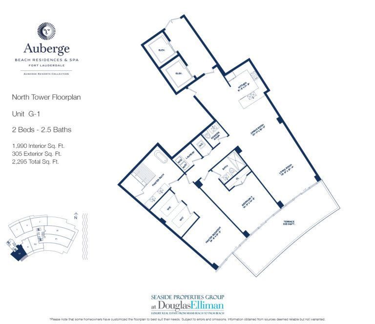 Unit G-1 Floorplan for Auberge Beach Residences and Spa, Luxury Oceanfront Condos in Fort Lauderdale, 33305.