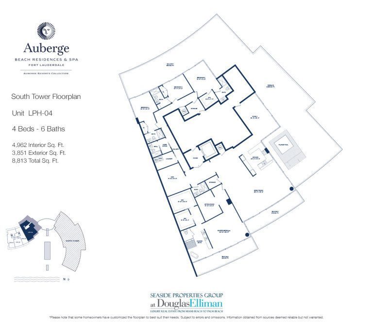 Unit LPH-04 Floorplan for Auberge Beach Residences and Spa, Luxury Oceanfront Condos in Fort Lauderdale, 33305.