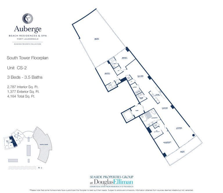 Unit CS-2 Floorplan for Auberge Beach Residences and Spa, Luxury Oceanfront Condos in Fort Lauderdale, 33305.