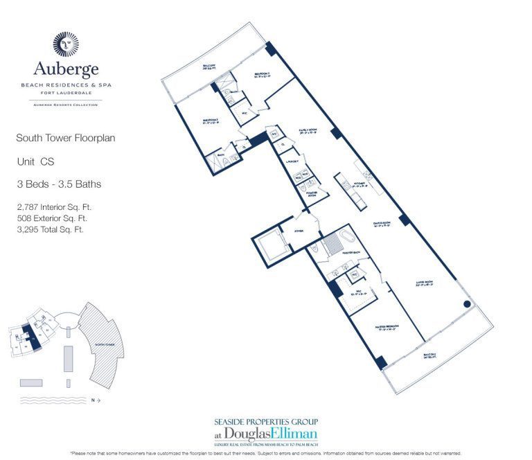 Unit CS Floorplan for Auberge Beach Residences and Spa, Luxury Oceanfront Condos in Fort Lauderdale, 33305.