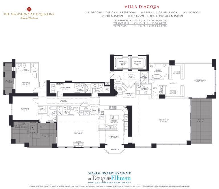 Mansions at Acqualina, Villa D' Acqua Floorplan