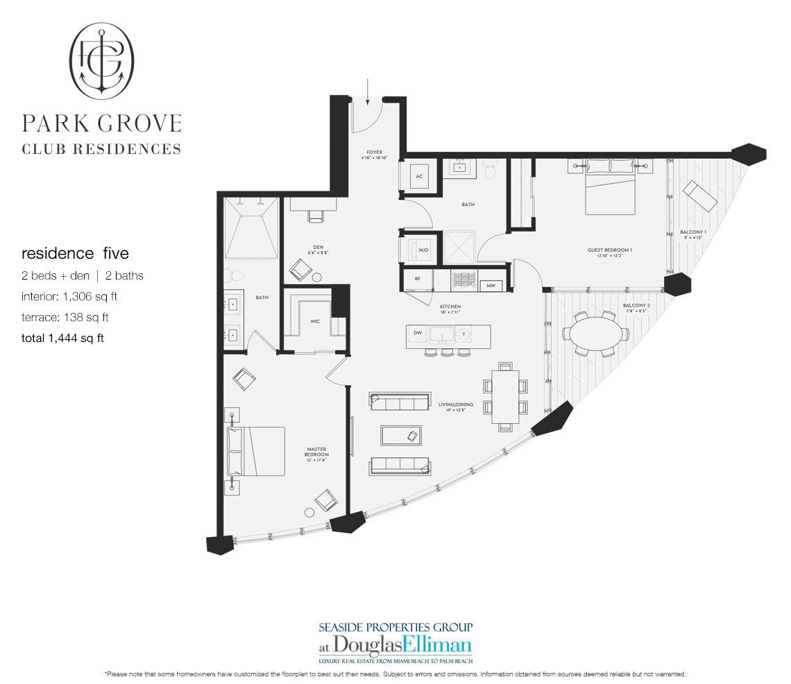 The Residence Five Floorplan at Club Residences at Park Grove, Luxury Waterfront Condos in Miami, Florida 33133