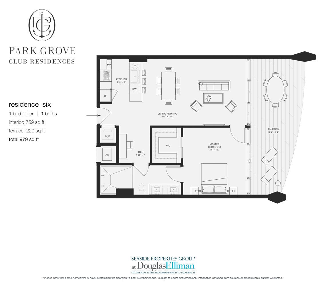 The Residence Six Floorplan at Club Residences at Park Grove, Luxury Waterfront Condos in Miami, Florida 33133