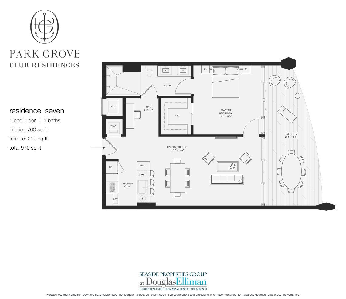The Residence Seven Floorplan at Club Residences at Park Grove, Luxury Waterfront Condos in Miami, Florida 33133