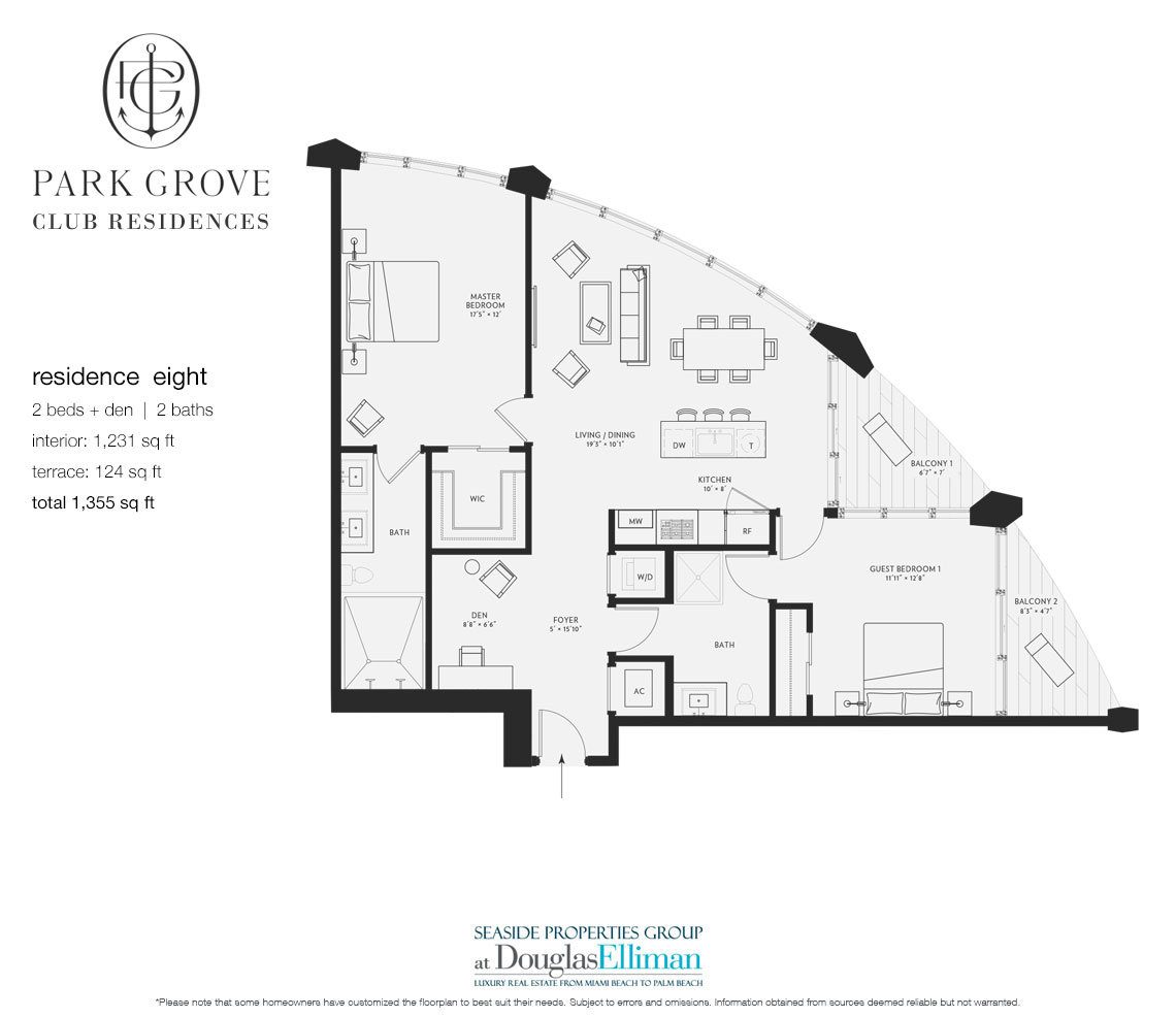 The Residence Eight Floorplan at Club Residences at Park Grove, Luxury Waterfront Condos in Miami, Florida 33133