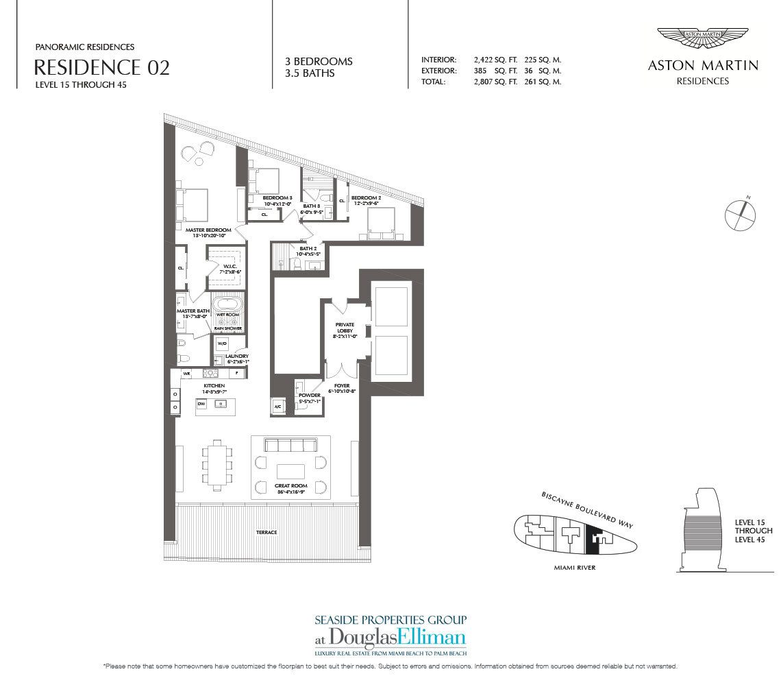 The Panoramic Residence 02 Floorplan at Aston Martin Residences, Luxury Waterfront Condos in Miami, Florida 33131