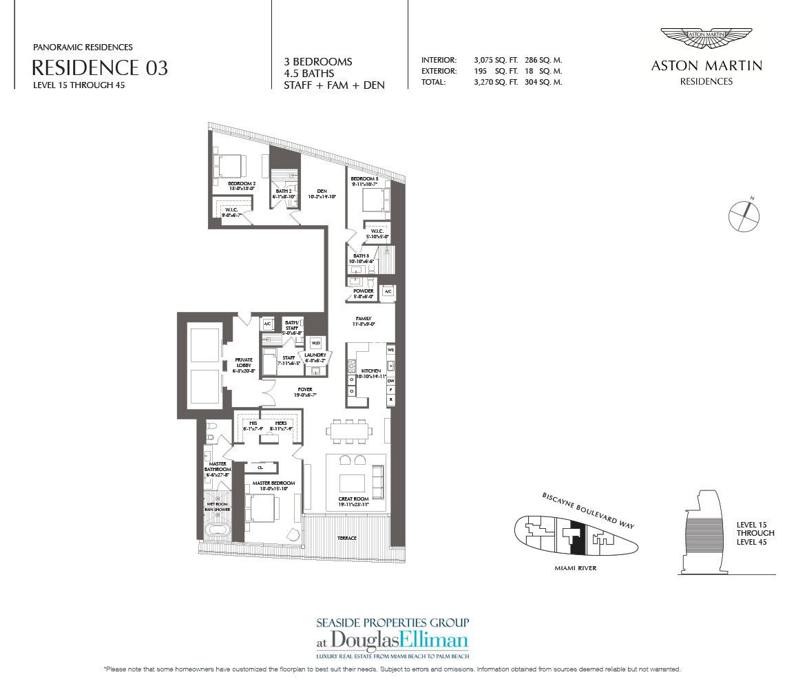 The Panoramic Residence 03 Floorplan at Aston Martin Residences, Luxury Waterfront Condos in Miami, Florida 33131