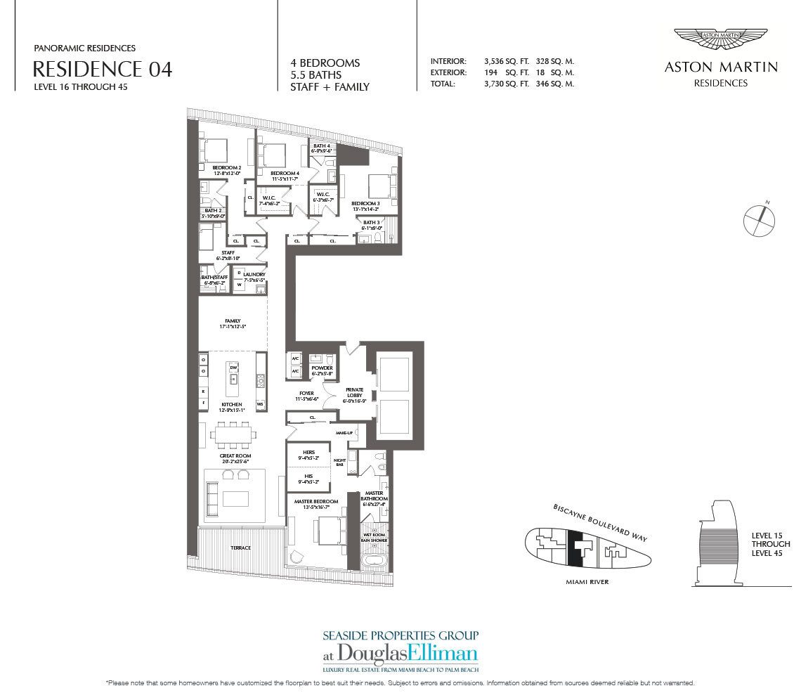 The Panoramic Residence 04 Floorplan at Aston Martin Residences, Luxury Waterfront Condos in Miami, Florida 33131