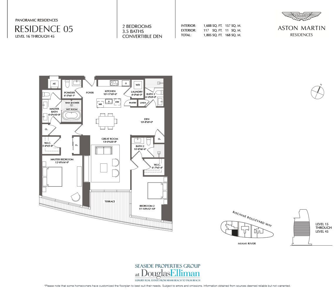 The Panoramic Residence 05 Floorplan at Aston Martin Residences, Luxury Waterfront Condos in Miami, Florida 33131