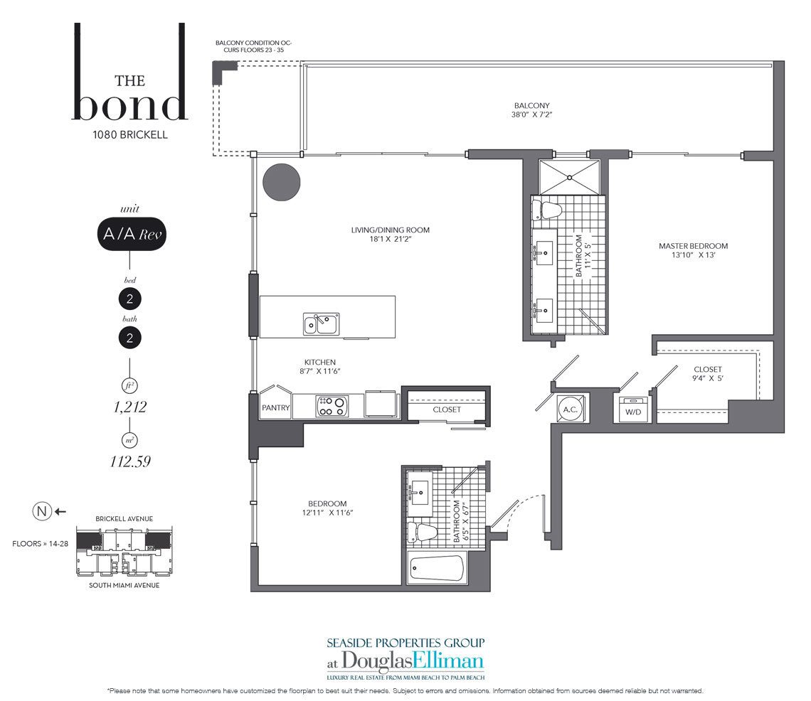 The Residence A Floorplan at Bond on Brickell, Luxury Seaside Condos in Miami, Florida, Florida 33131