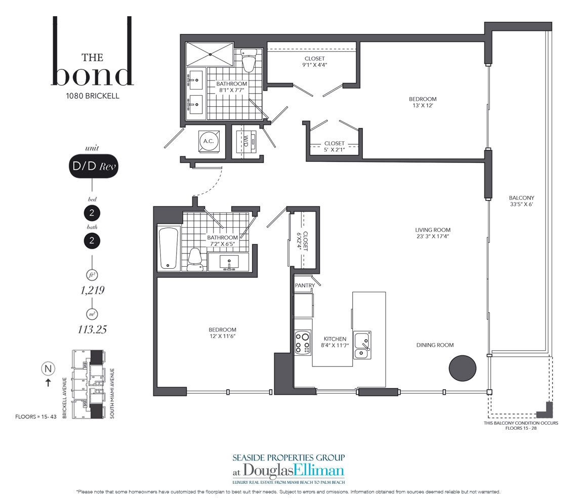 The Residence D Floorplan at Bond on Brickell, Luxury Seaside Condos in Miami, Florida, Florida 33131