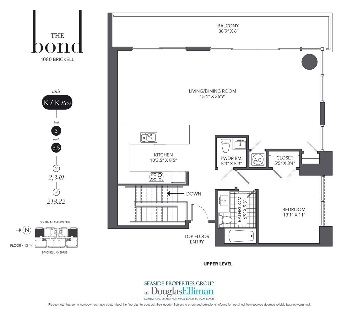 The Residence K Floorplan at Bond on Brickell, Luxury Seaside Condos in Miami, Florida, Florida 33131