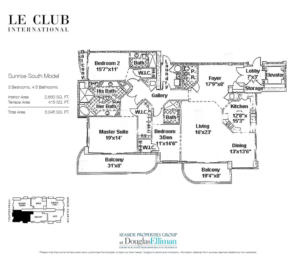 Le Club International Floor Plans, Luxury Waterfront Condos in Fort Lauderdale, Florida