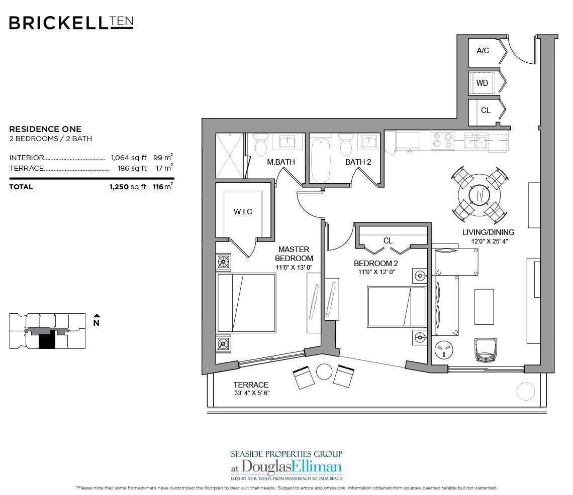 The Residence 01 Model Floorplan at Brickell Ten, Luxury Seaside Condos in Miami, Florida, Florida 33130
