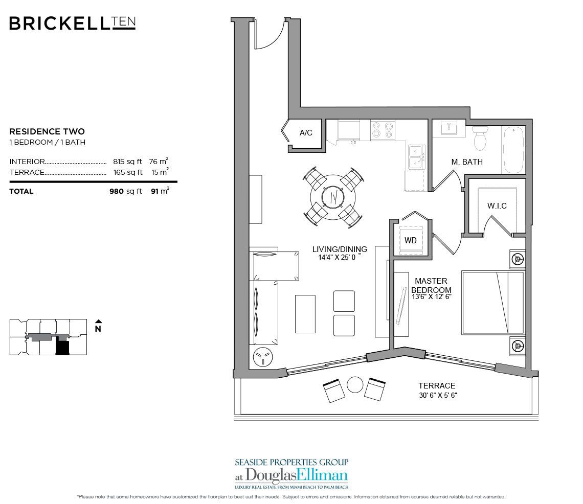 The Residence 02 Model Floorplan at Brickell Ten, Luxury Seaside Condos in Miami, Florida, Florida 33130