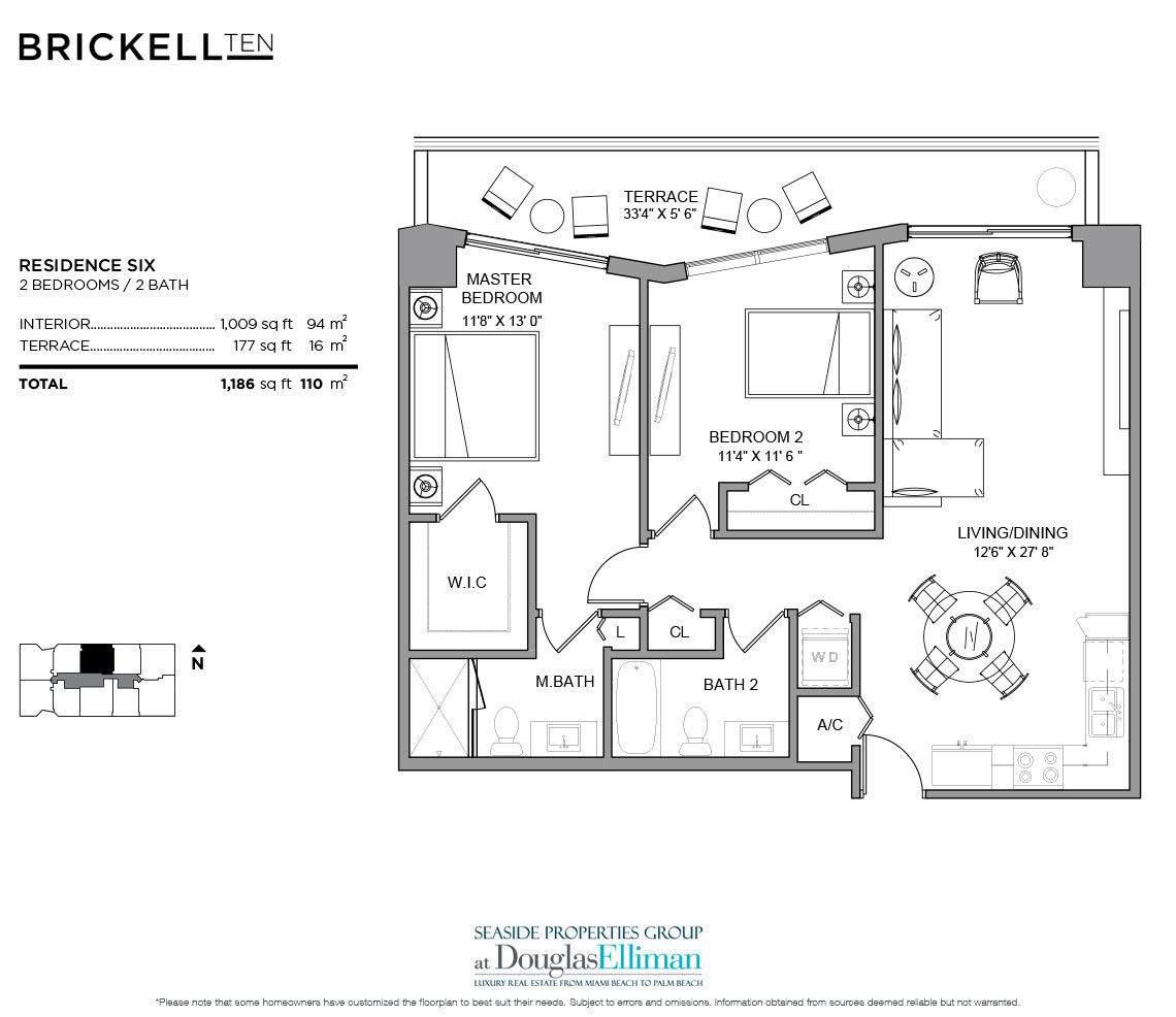 The Residence 06 Model Floorplan at Brickell Ten, Luxury Seaside Condos in Miami, Florida, Florida 33130