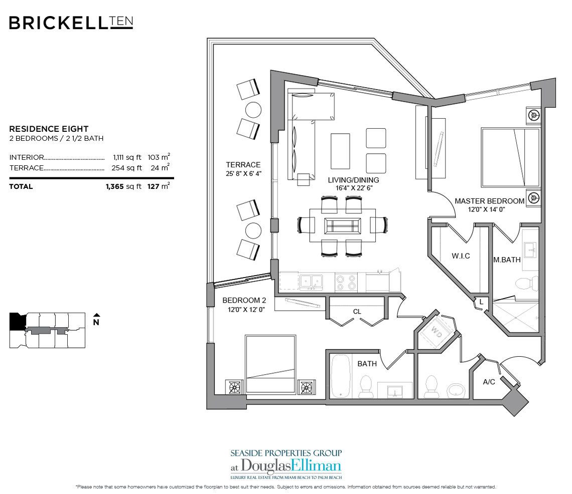 The Residence 08 Model Floorplan at Brickell Ten, Luxury Seaside Condos in Miami, Florida, Florida 33130