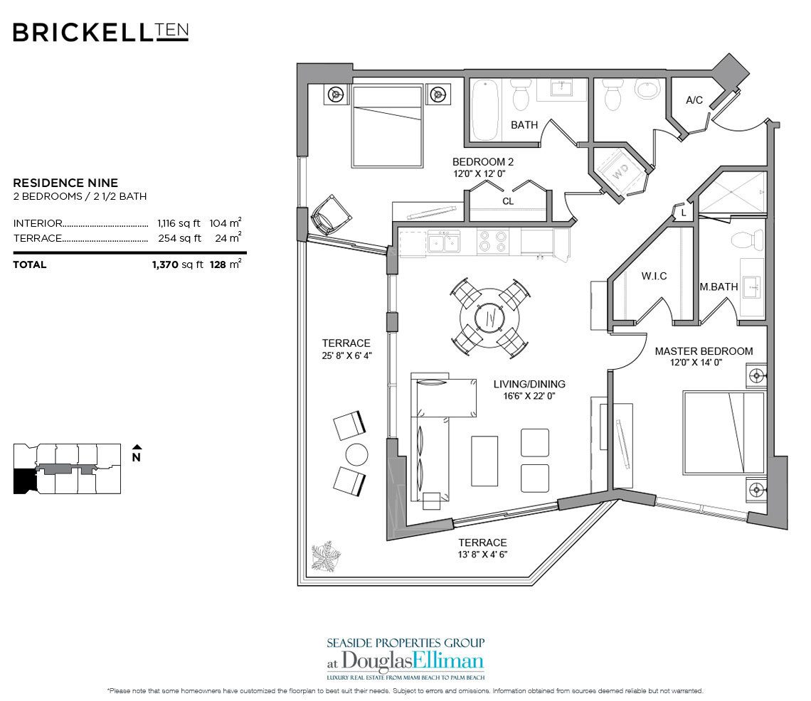 The Residence 09 Model Floorplan at Brickell Ten, Luxury Seaside Condos in Miami, Florida, Florida 33130