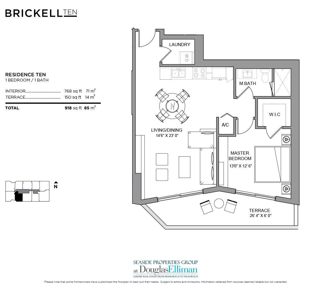 The Residence 10 Model Floorplan at Brickell Ten, Luxury Seaside Condos in Miami, Florida, Florida 33130