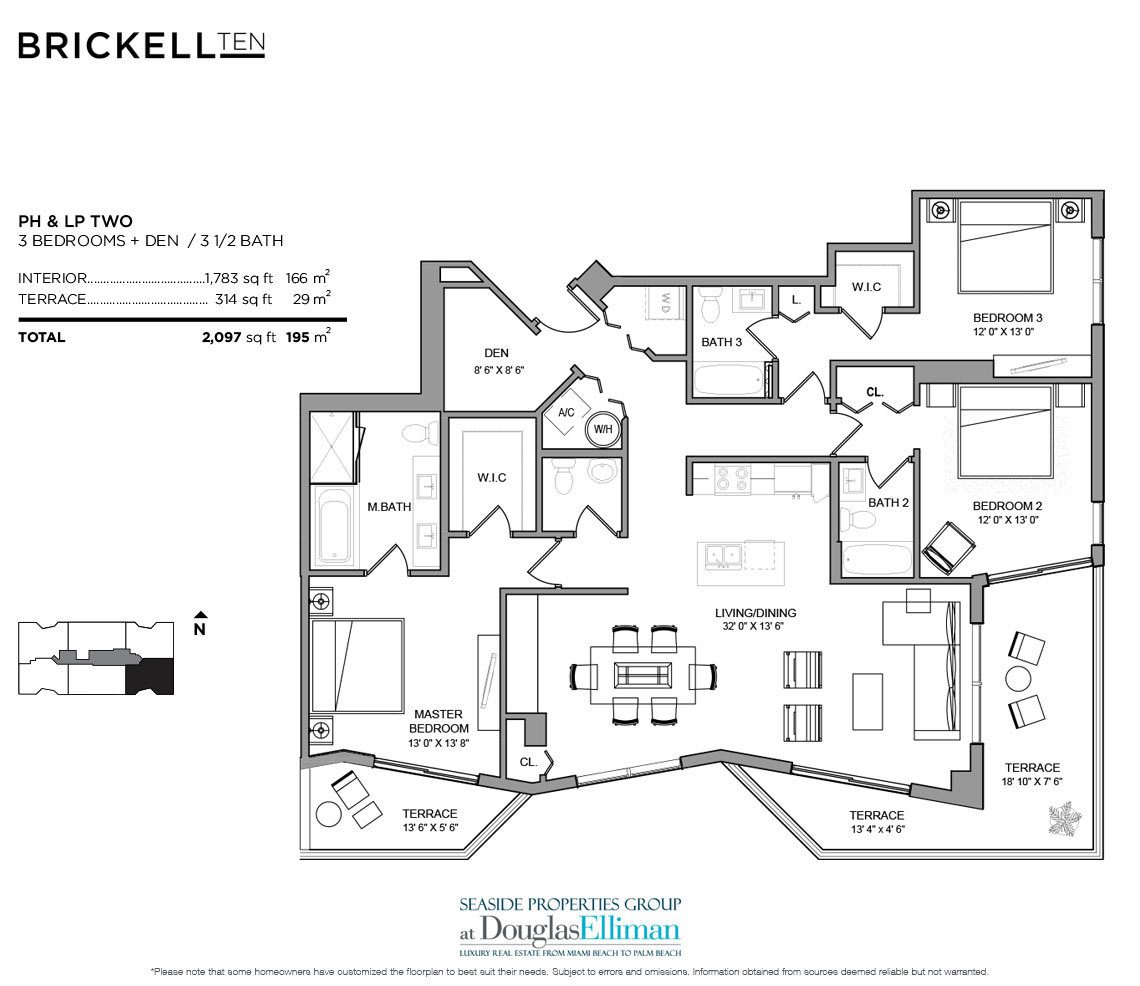 The Penthouse 02 Model Floorplan at Brickell Ten, Luxury Seaside Condos in Miami, Florida, Florida 33130