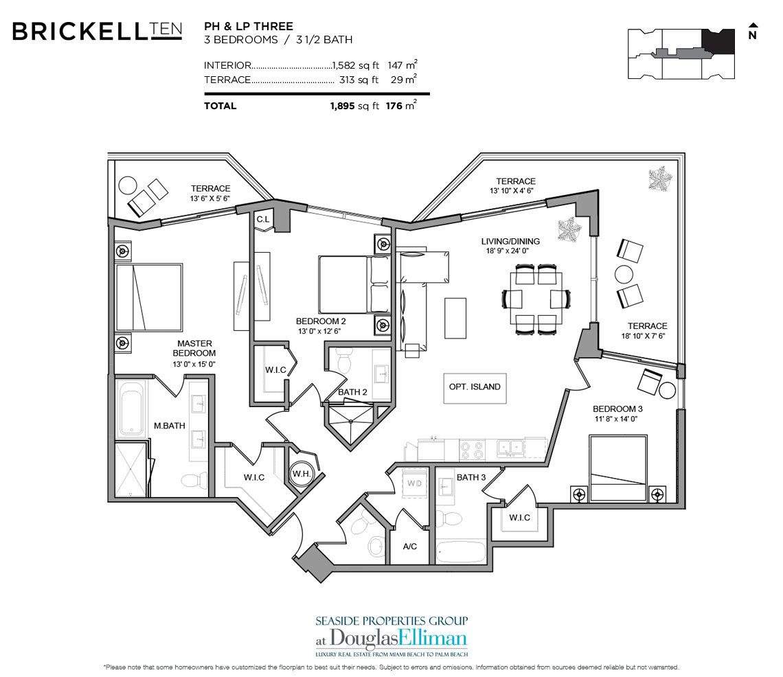 The Penthouse 03 Model Floorplan at Brickell Ten, Luxury Seaside Condos in Miami, Florida, Florida 33130