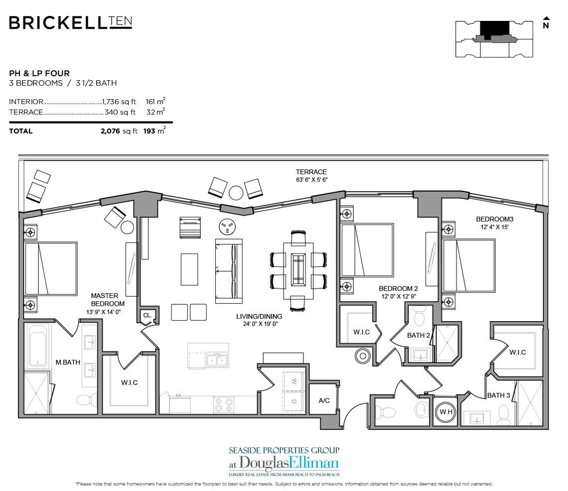 The Penthouse 04 Model Floorplan at Brickell Ten, Luxury Seaside Condos in Miami, Florida, Florida 33130