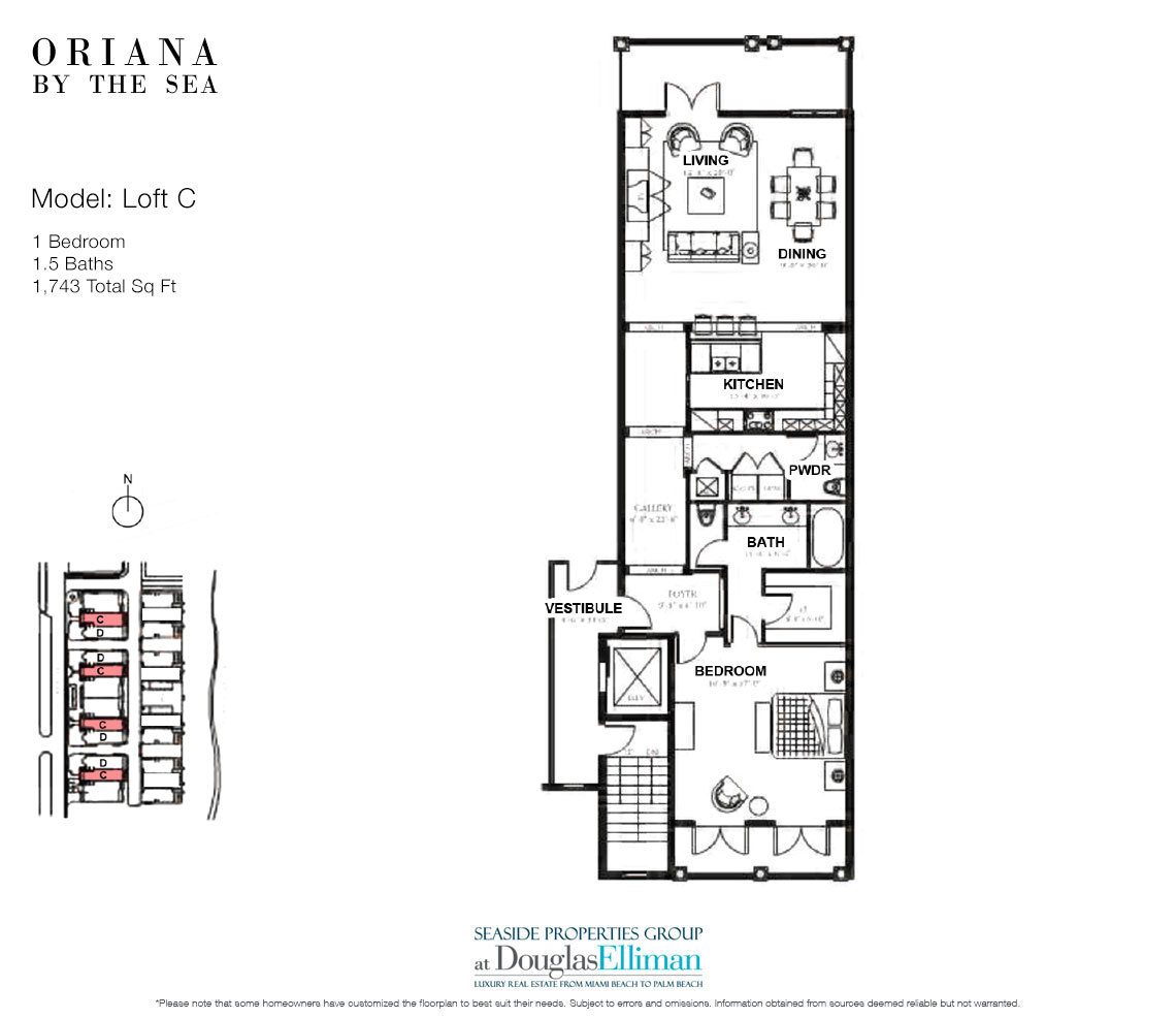 The Loft C Floorplan at Oriana by the Sea, Luxury Oceanfront Condos in Lauderdale-by-the-Sea, Florida 33308