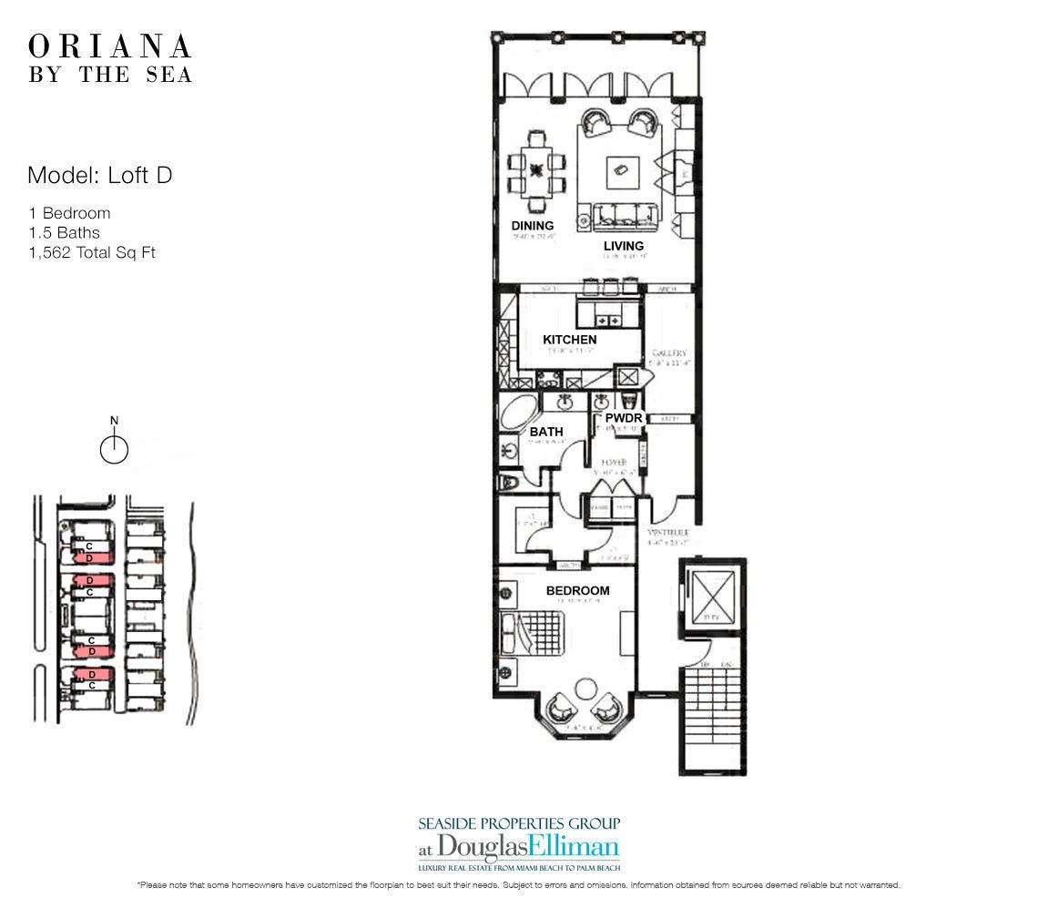 The Loft D Floorplan at Oriana by the Sea, Luxury Oceanfront Condos in Lauderdale-by-the-Sea, Florida 33308