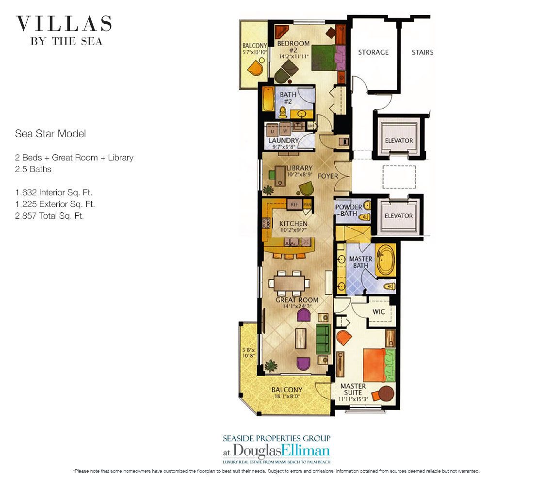 The Sea Star Model Floorplan at Villas by the Sea, Luxury Oceanfront Condos in Lauderdale-by-the-Sea, Florida 33308.