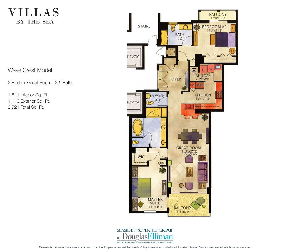 The Wave Crest Model Floorplan at Villas by the Sea, Luxury Oceanfront Condos in Lauderdale-by-the-Sea, Florida 33308.