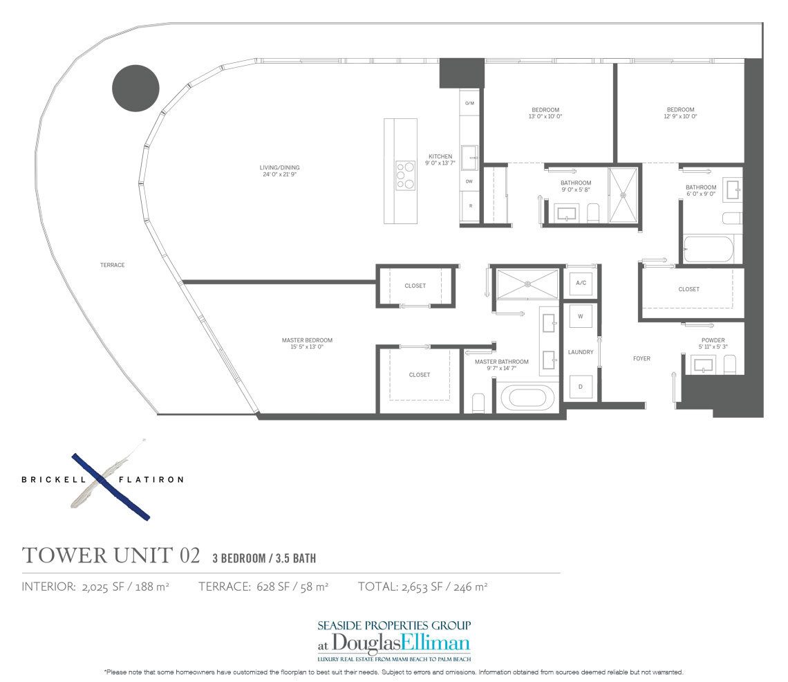 The Residence 02 Floorplan Brickell Flatiron, Luxury Condos in Miami, Florida 33130.