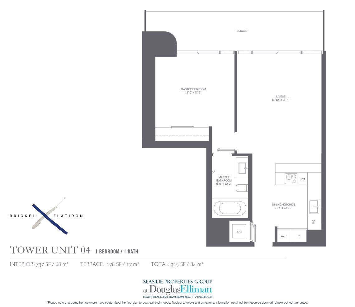 The Residence 04 Floorplan Brickell Flatiron, Luxury Condos in Miami, Florida 33130.