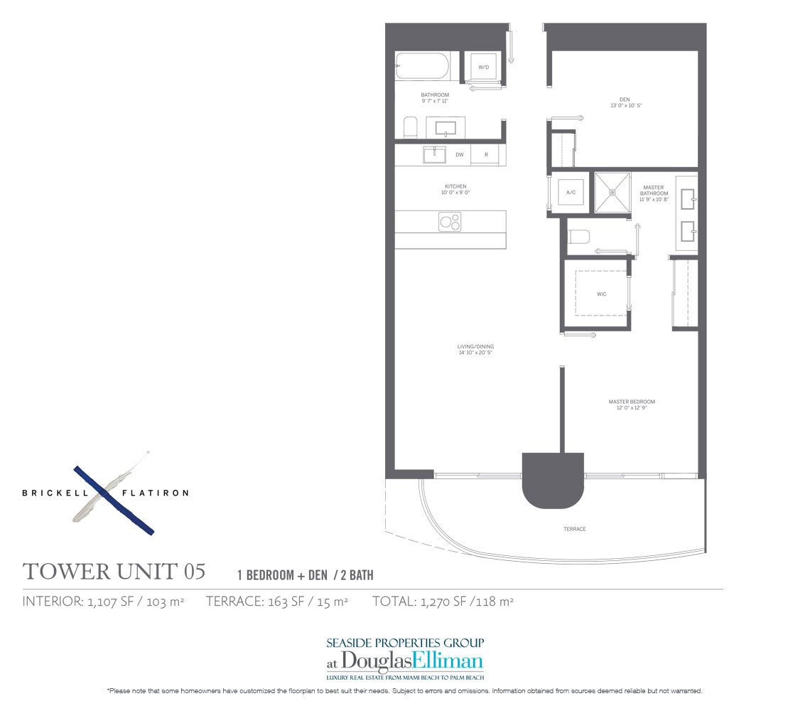 The Residence 05 Floorplan Brickell Flatiron, Luxury Condos in Miami, Florida 33130.
