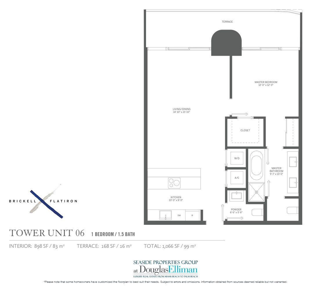 The Residence 06 Floorplan Brickell Flatiron, Luxury Condos in Miami, Florida 33130.