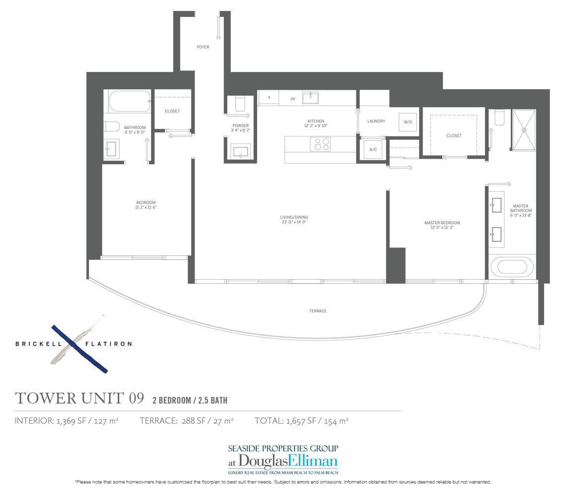 The Residence 09 Floorplan Brickell Flatiron, Luxury Condos in Miami, Florida 33130.