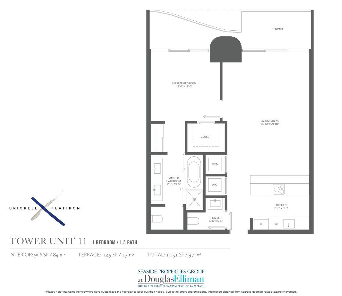 The Residence 11 Floorplan Brickell Flatiron, Luxury Condos in Miami, Florida 33130.