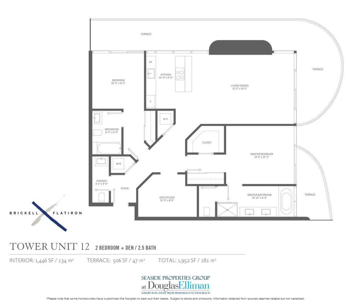 The Residence 12 Floorplan Brickell Flatiron, Luxury Condos in Miami, Florida 33130.