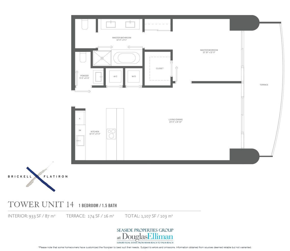 The Residence 14 Floorplan Brickell Flatiron, Luxury Condos in Miami, Florida 33130.