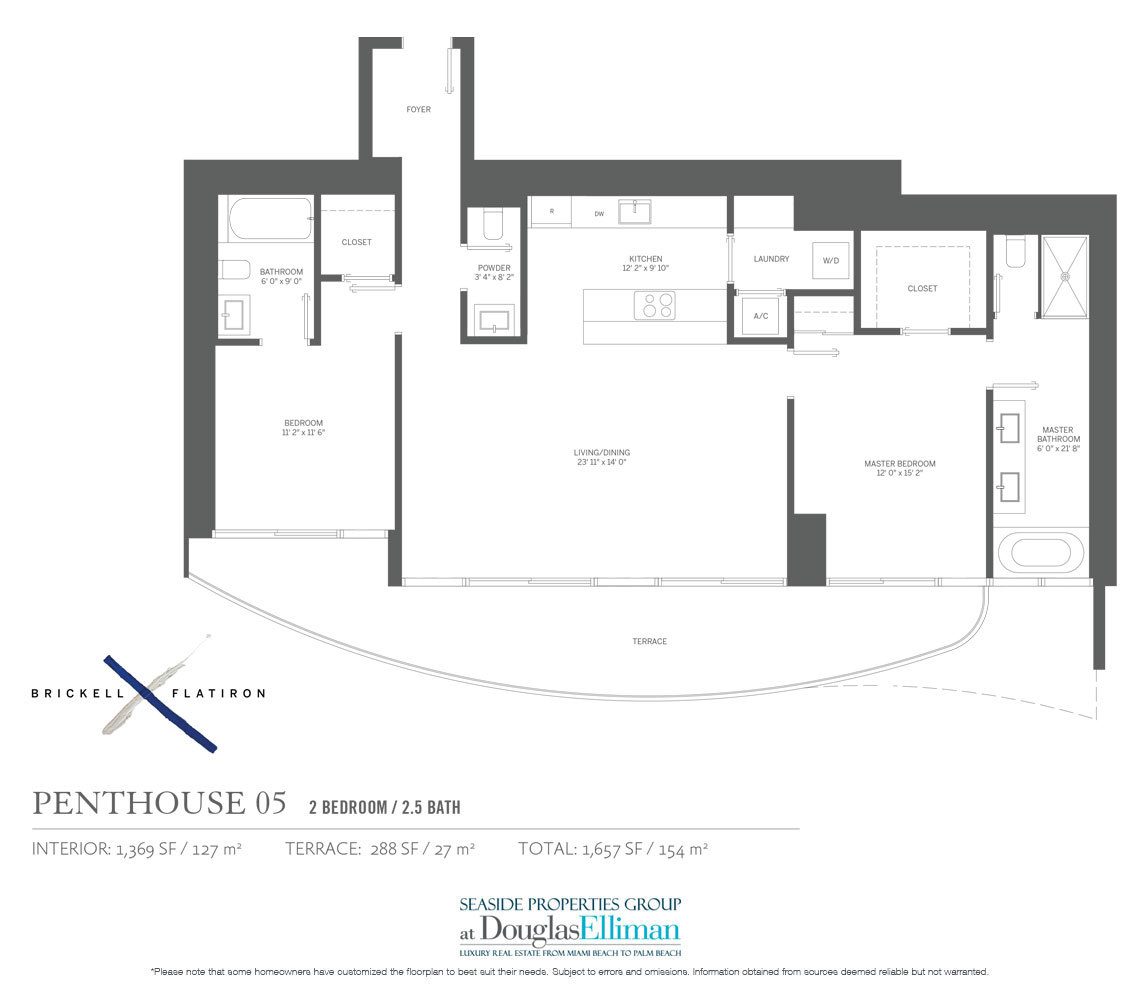 The Penthouse 05 Floorplan Brickell Flatiron, Luxury Condos in Miami, Florida 33130.