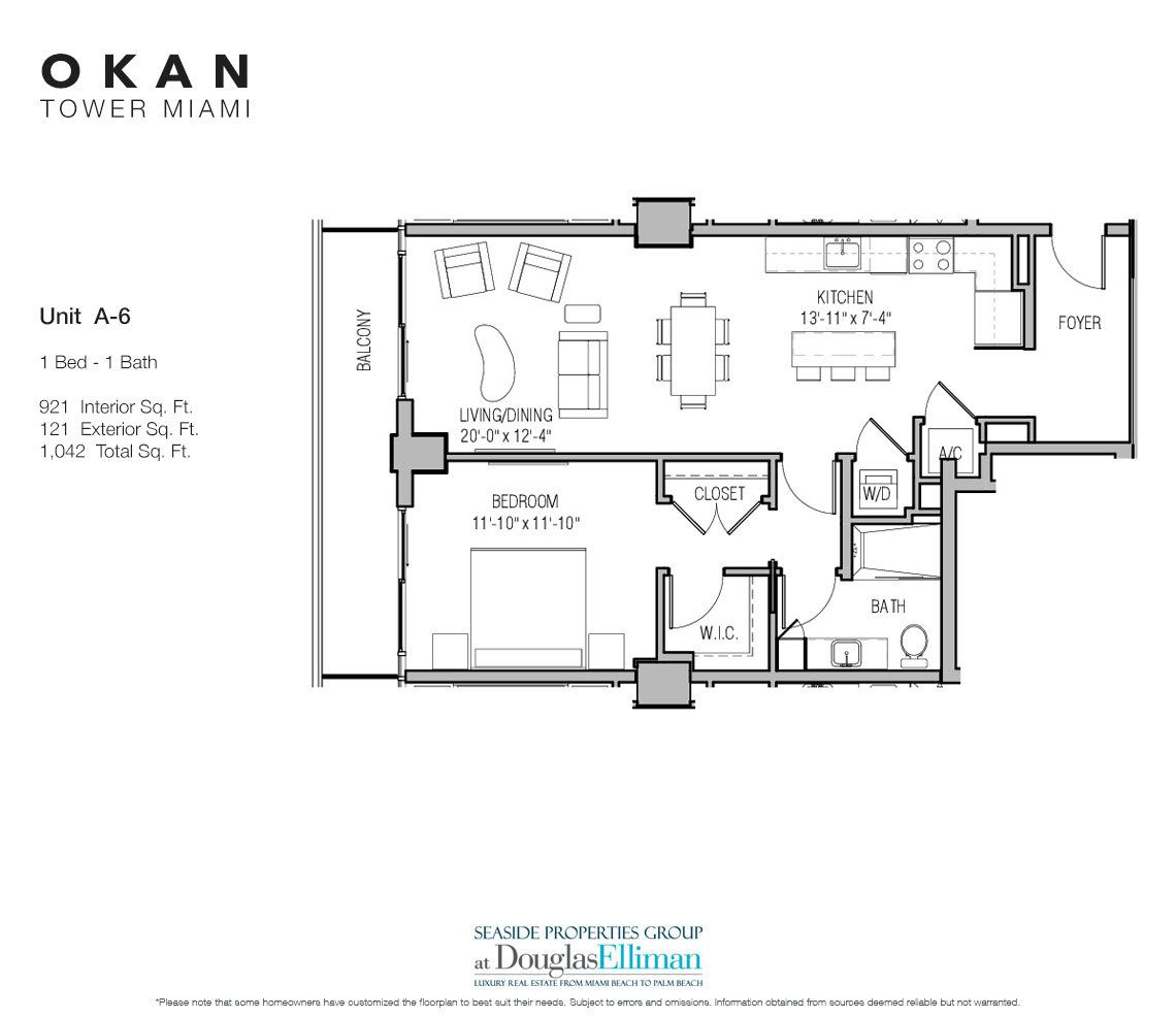 The Unit A-6 Floorplan Okan Tower, Luxury Condos in Miami, Florida 33136