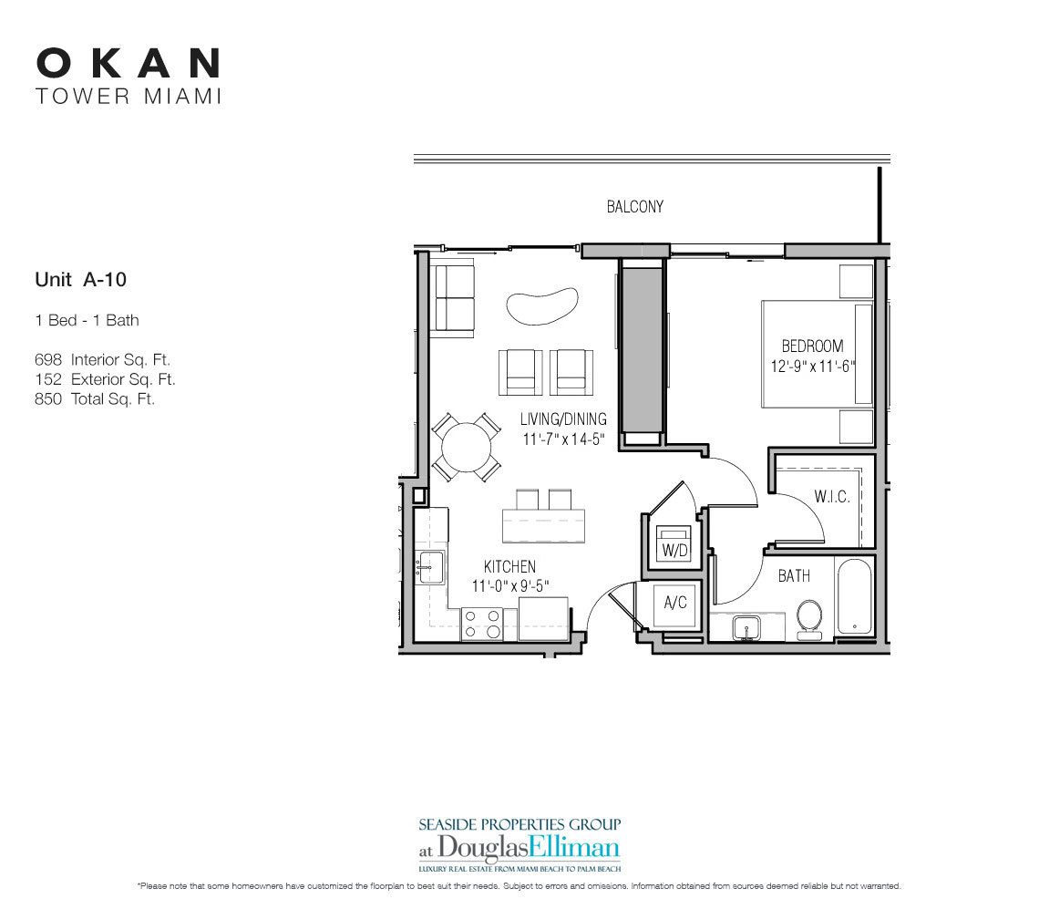 The Unit A-10 Floorplan Okan Tower, Luxury Condos in Miami, Florida 33136