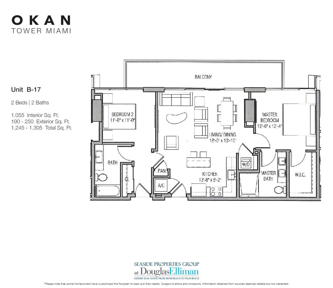 The Unit B-17 Floorplan Okan Tower, Luxury Condos in Miami, Florida 33136