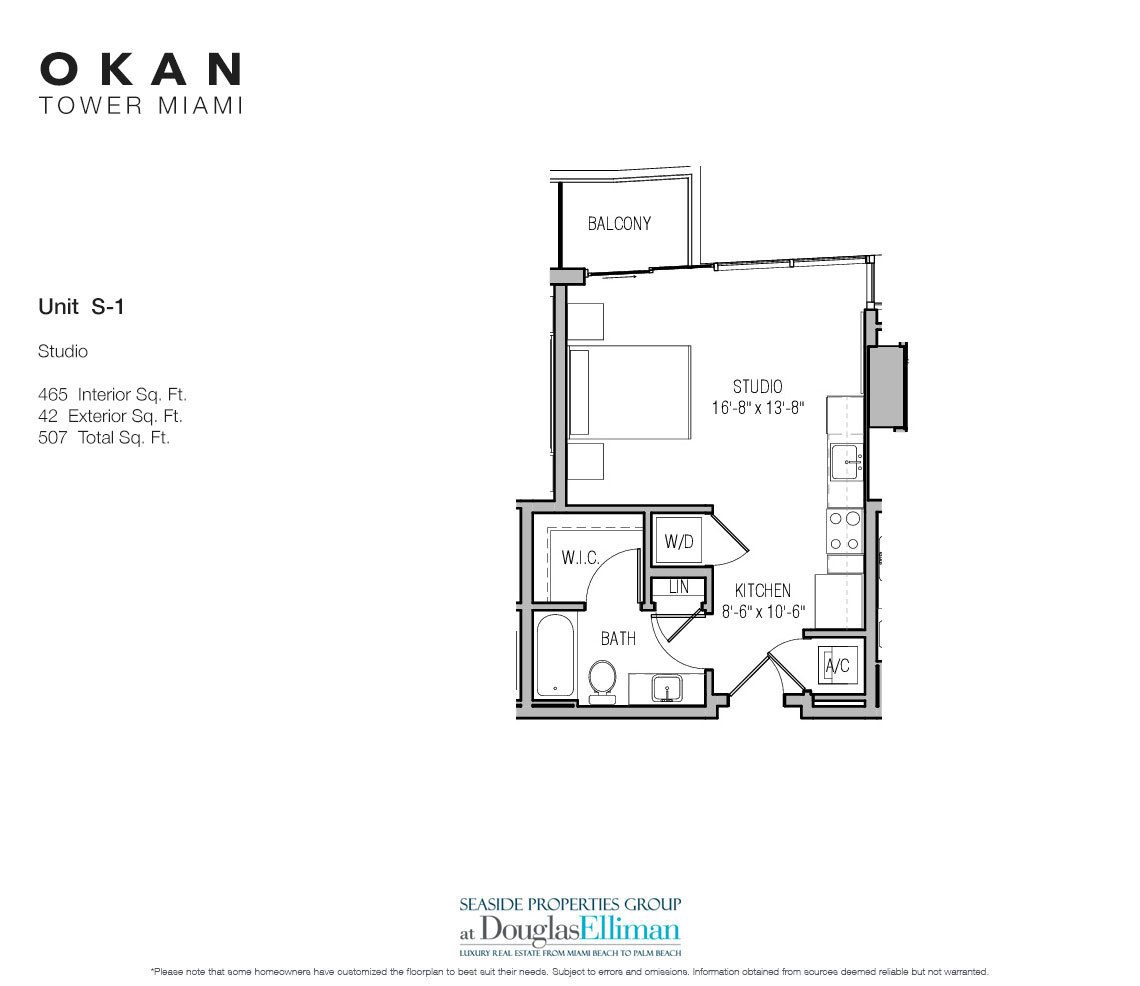 The Unit S-1 Floorplan Okan Tower, Luxury Condos in Miami, Florida 33136